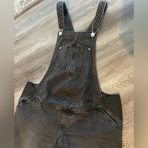 Black Denim maternity overalls